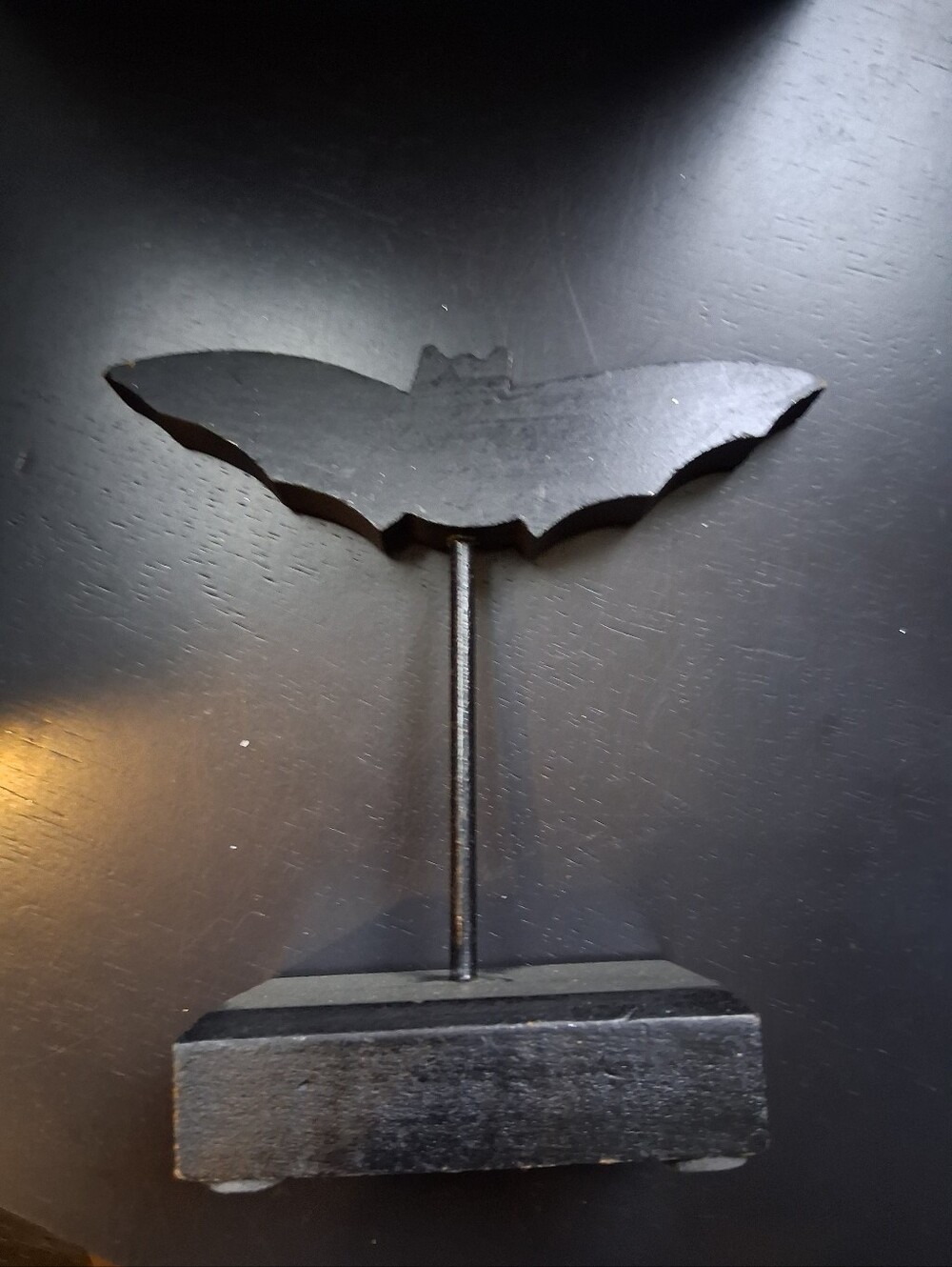 Black Wooden Bat Silhouette Home Art Accent